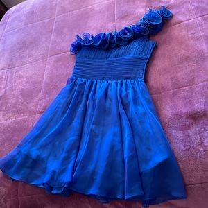 Arden B blue one shoulder flutter dress size S